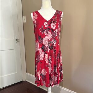 Premise Pink and White Sleeveless V-Neck Midi Sundress